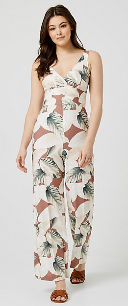Tropical Print Wide Leg Jumpsuit