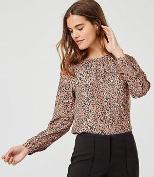 Leopard Print Matte Satin Blouse