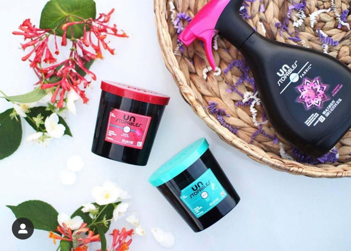 febreeze spray and candles flatlay